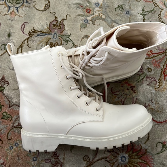 H&M Shoes - H & M white leather combat boots